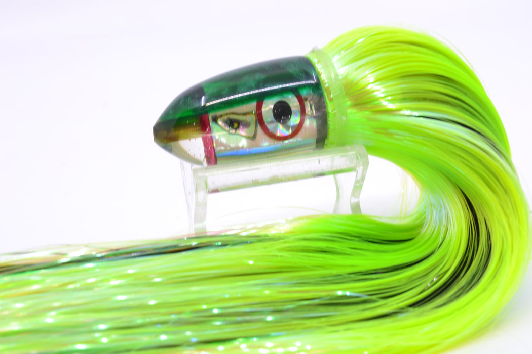 Bomboy Lures White Abalone Green Back Baby Bomb 9" 2.8oz Strobez Green/Black