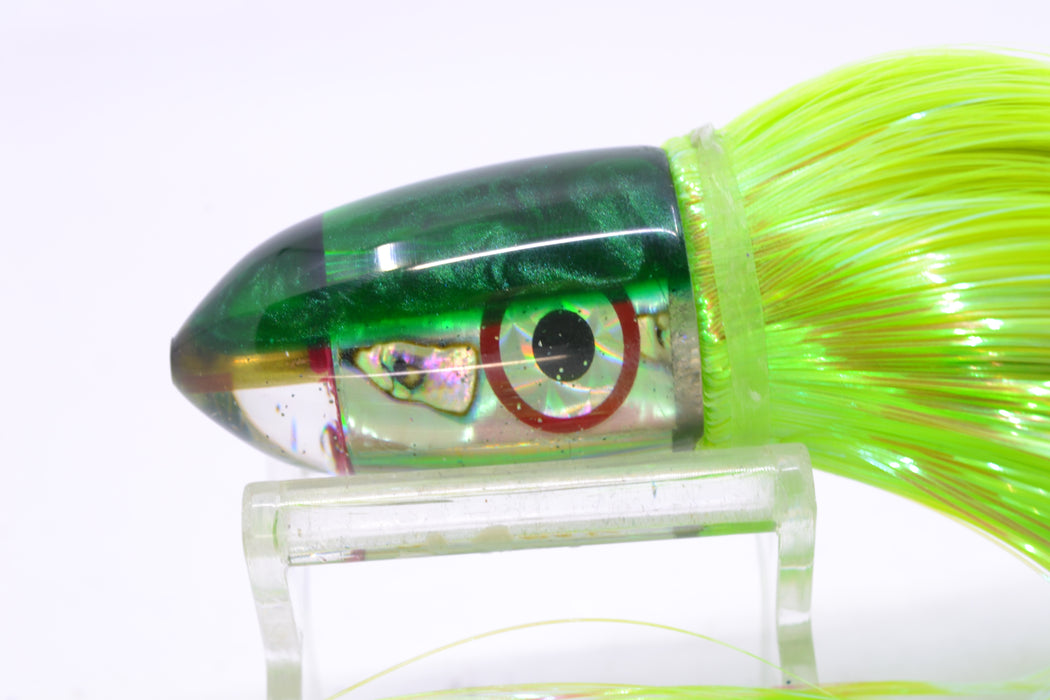Bomboy Lures White Abalone Green Back Baby Bomb 9" 2.8oz Strobez Green/Black