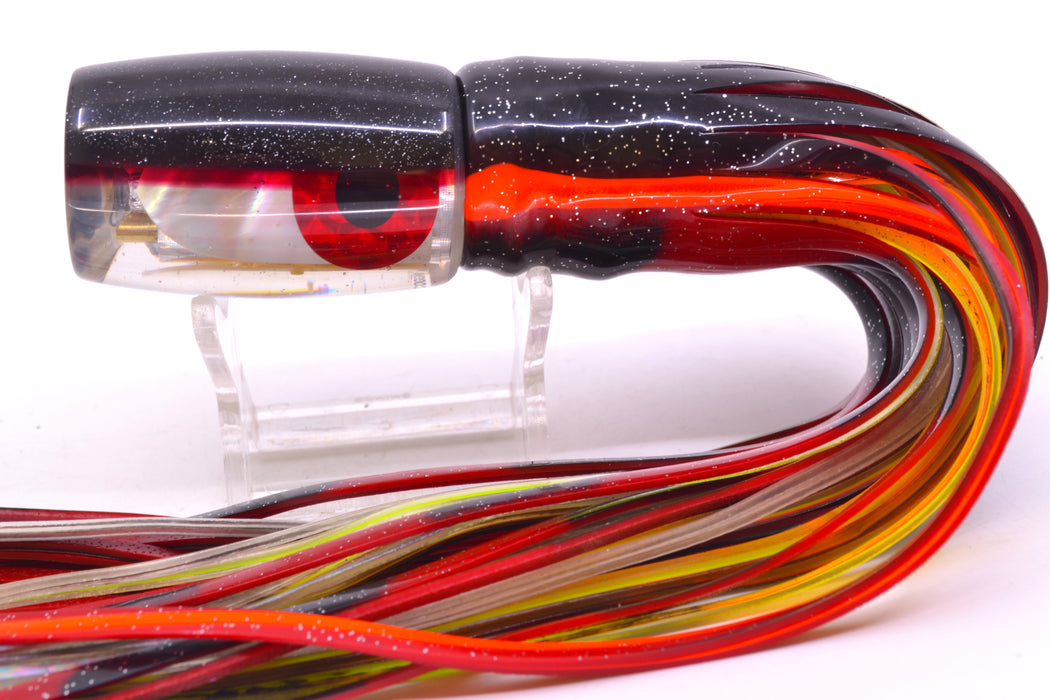 Coggin Lures Real White MOP Black-Red Back 4-Hole Kilauea Tado Invert 9" 5.5oz Skirted