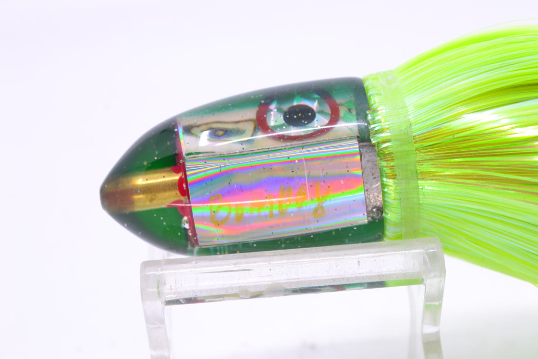 Bomboy Lures White Abalone Green Back Baby Bomb 9" 2.8oz Strobez Green/Black