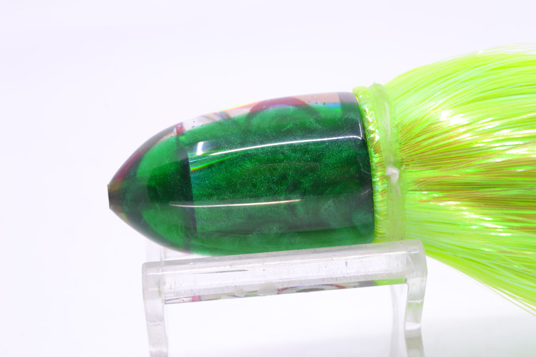 Bomboy Lures White Abalone Green Back Baby Bomb 9" 2.8oz Strobez Green/Black