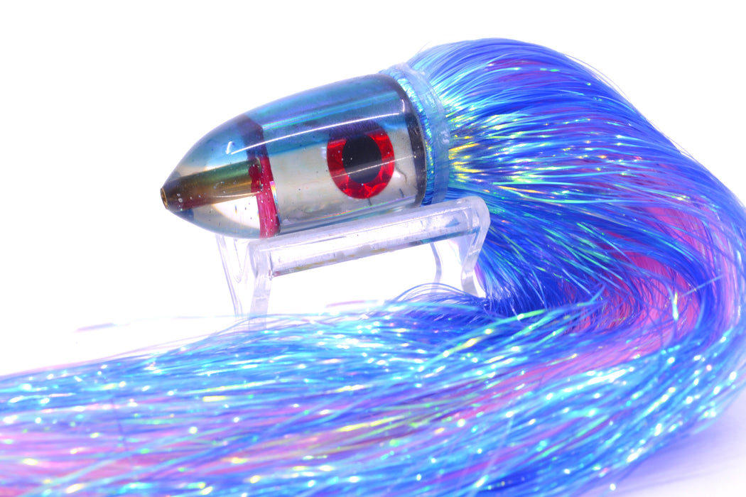 Bomboy Lures White Abalone Blue/Purple Back Baby Bomb 9" 4oz Flashabou Blue/Pink