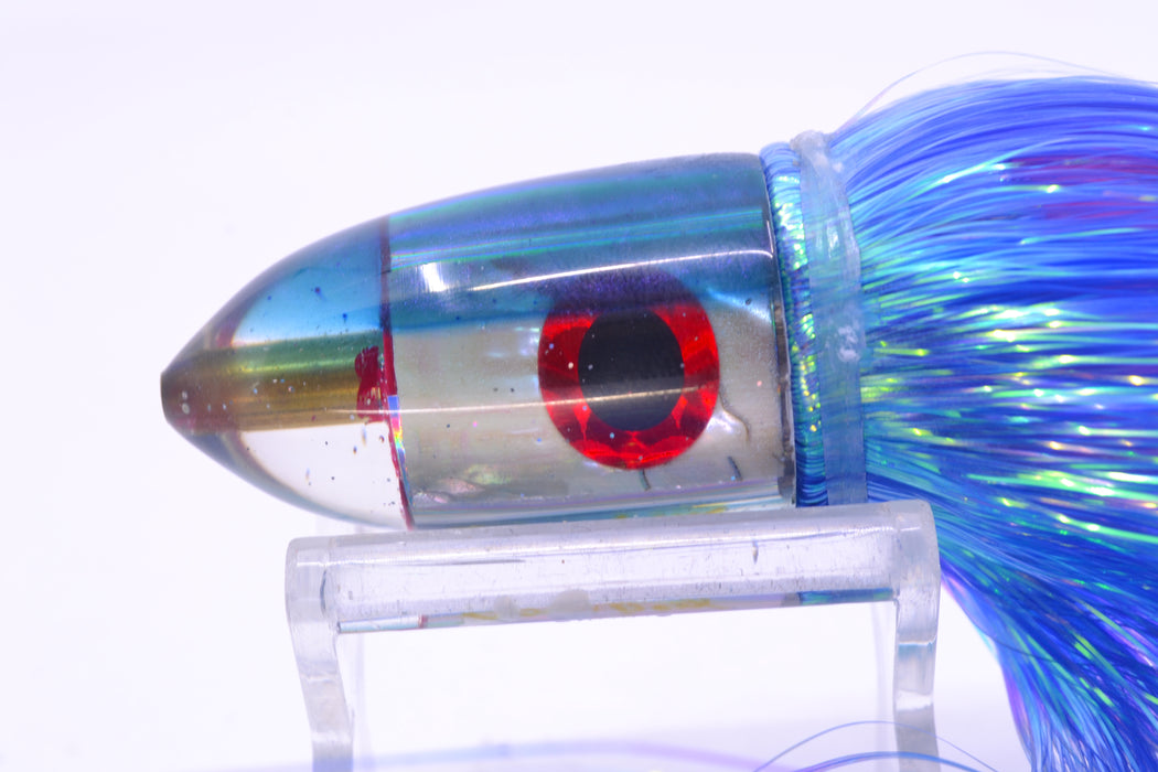 Bomboy Lures White Abalone Blue/Purple Back Baby Bomb 9" 4oz Flashabou Blue/Pink