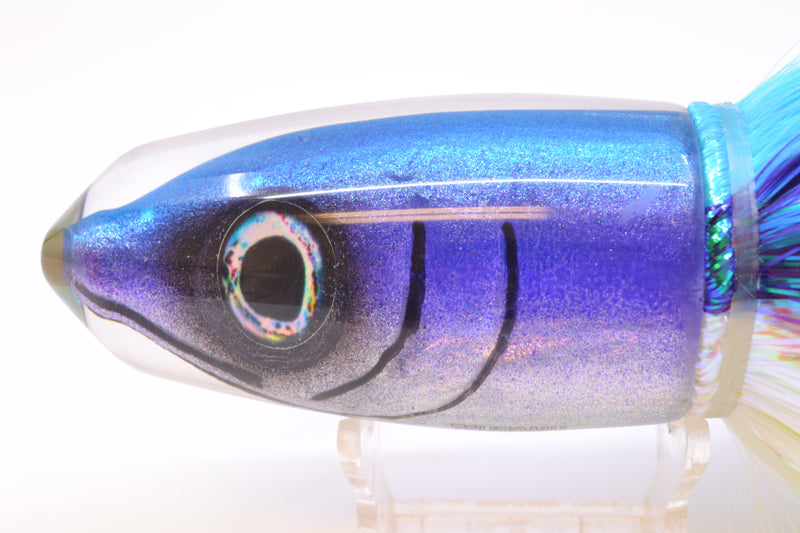 Tsutomu Lures Blue-Purple-Silver Fish Head Benchmark Bullet 12" 8oz EZ Flash