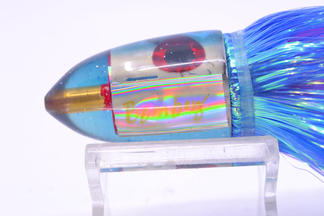 Bomboy Lures White Abalone Blue/Purple Back Baby Bomb 9" 4oz Flashabou Blue/Pink