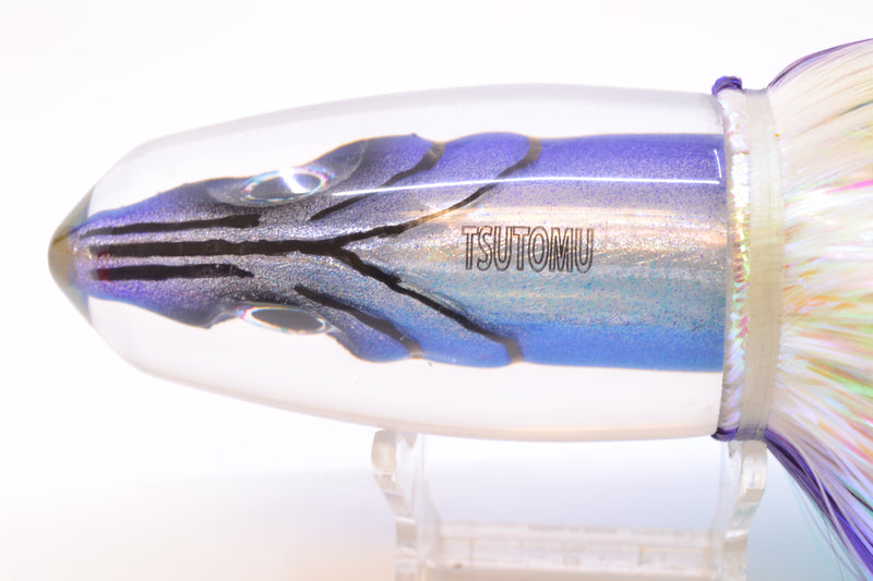 Tsutomu Lures Blue-Purple-Silver Fish Head Benchmark Bullet 12" 8oz EZ Flash