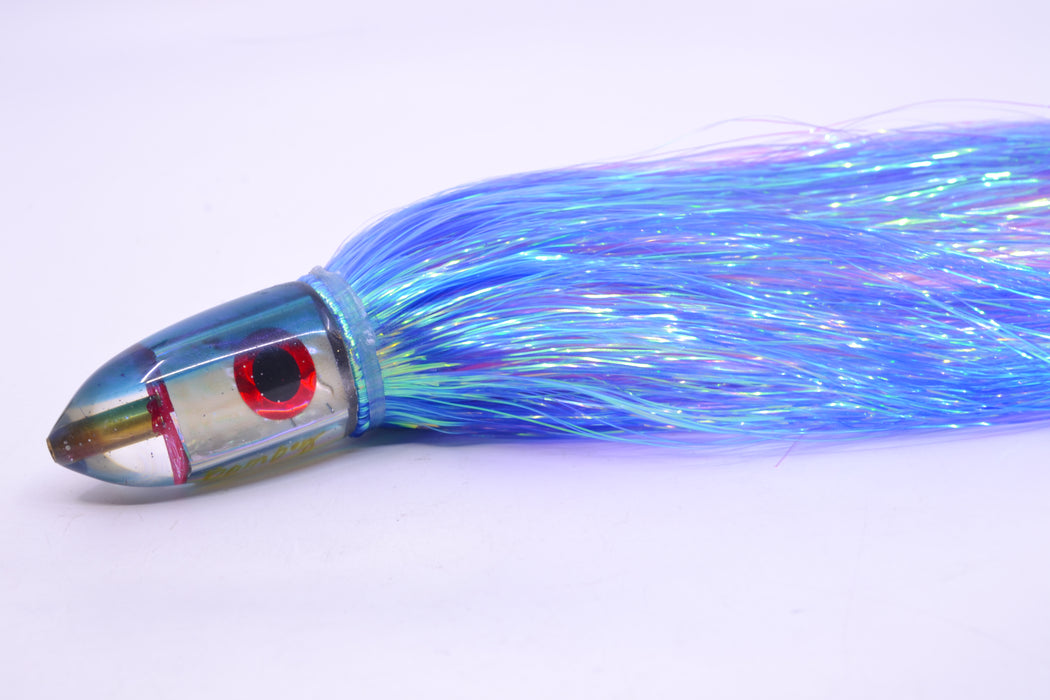 Bomboy Lures White Abalone Blue/Purple Back Baby Bomb 9" 4oz Flashabou Blue/Pink