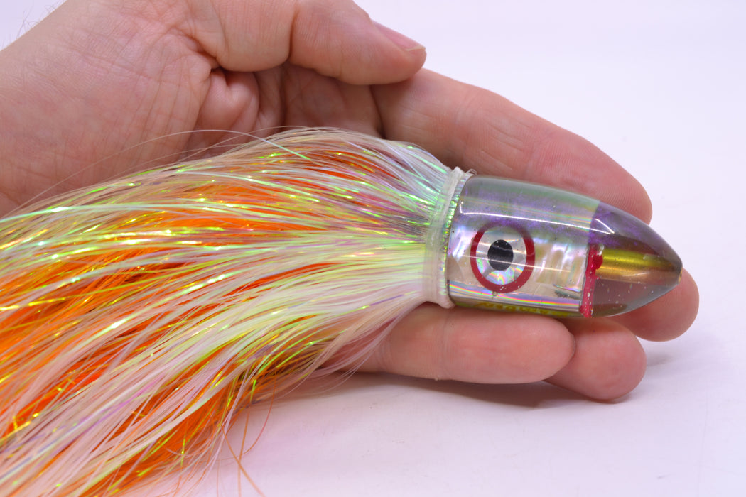 Bomboy Lures White Abalone Green/Purple Back Baby Bomb 9" 2.8oz Flashabou Olive-White