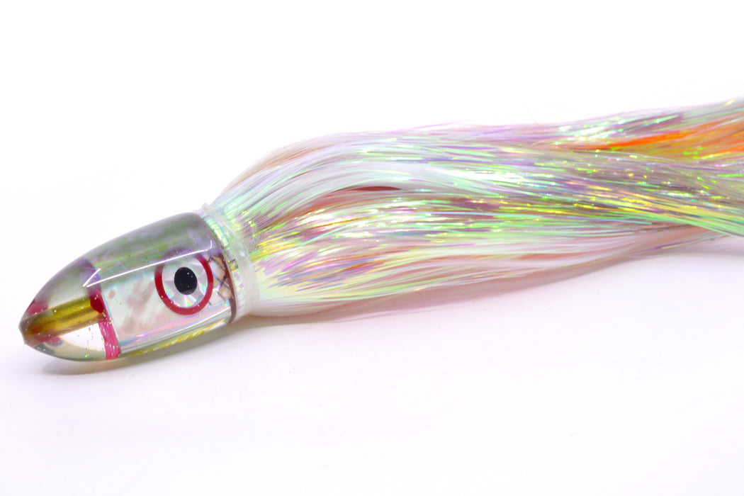 Bomboy Lures White Abalone Green/Purple Back Baby Bomb 9" 2.8oz Flashabou Olive-White