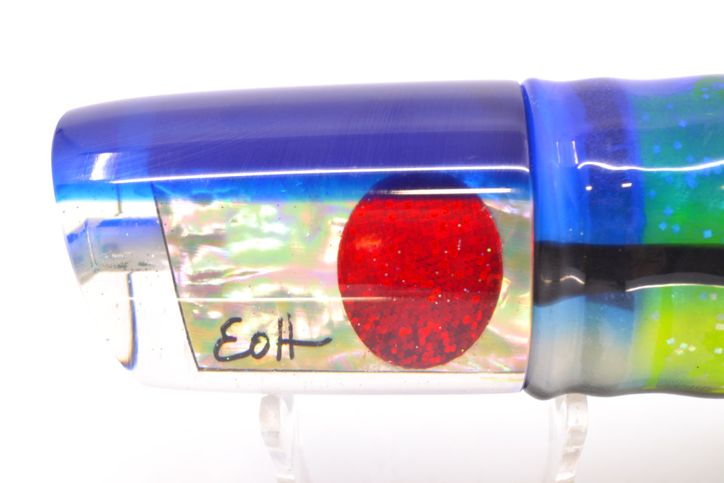 Marlin Magic White Awabi Blue Back Red Eyes Henry 12" 11.5oz Skirted Blue Skipjack/Rainbow