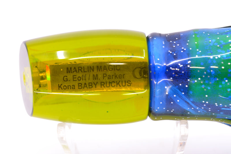 Marlin Magic Lures Green/Gold Awabi Taxi Eyes Baby Ruckus 10" 6.5oz Skirted