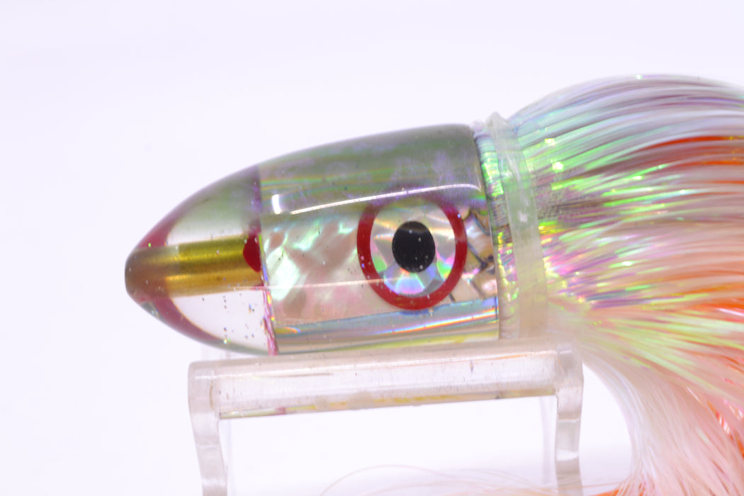 Bomboy Lures White Abalone Green/Purple Back Baby Bomb 9" 2.8oz Flashabou Olive-White
