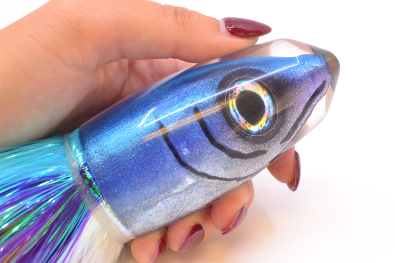 Tsutomu Lures Blue-Purple-Silver Fish Head Benchmark Bullet 12" 8oz EZ Flash