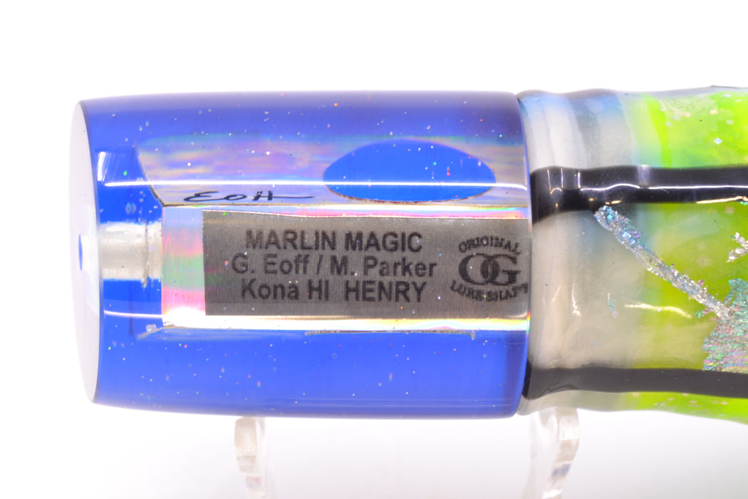 Marlin Magic White Awabi Blue Back Red Eyes Henry 12" 11.5oz Skirted Blue Skipjack/Rainbow