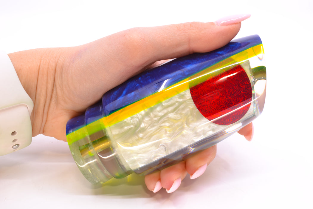 Koya Lures White Pearl Blue-Yellow Back Red Eyes Large Poi Dog 16" 12oz