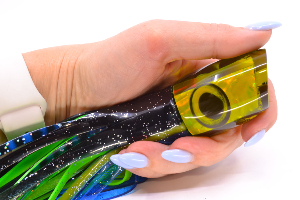 Marlin Magic Lures Green/Gold Awabi Taxi Eyes Baby Ruckus 10" 6.5oz Skirted