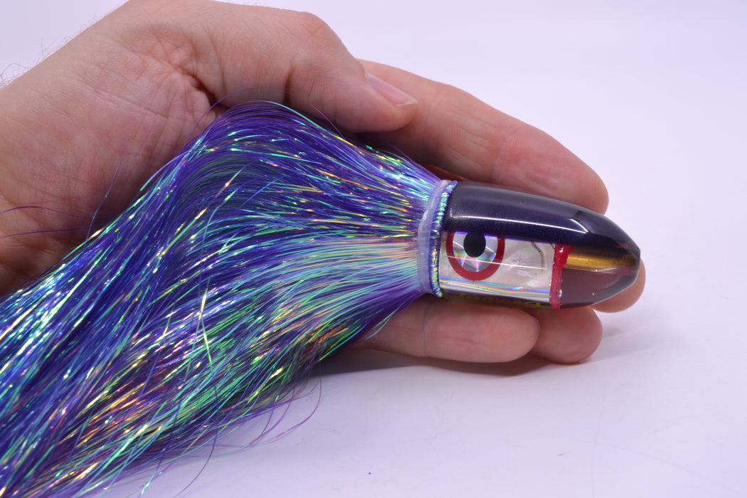 Bomboy Lures White Abalone Purple Back Baby Bomb 9" 4oz Flashabou Purple/Chartreuse