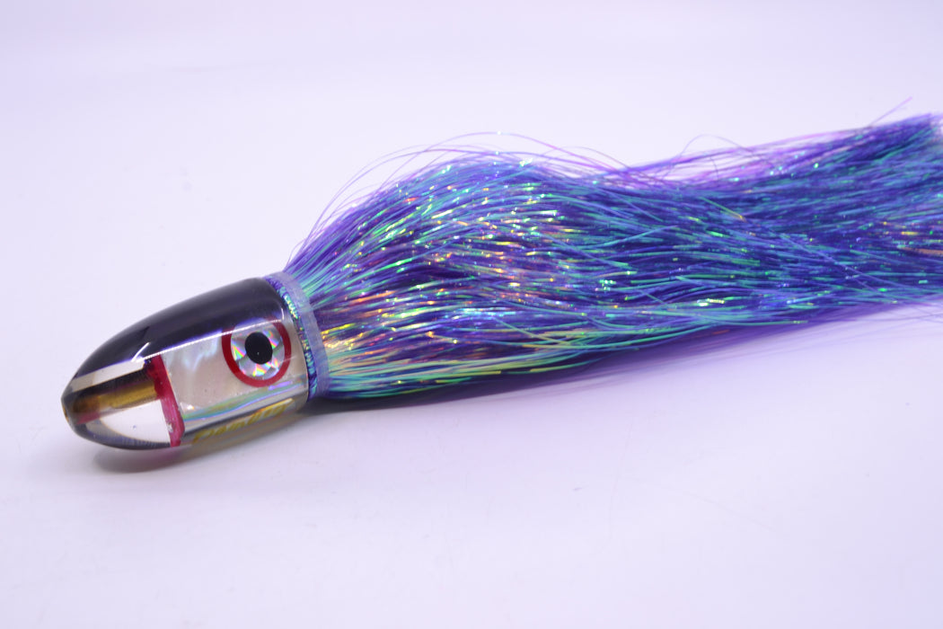Bomboy Lures White Abalone Purple Back Baby Bomb 9" 4oz Flashabou Purple/Chartreuse