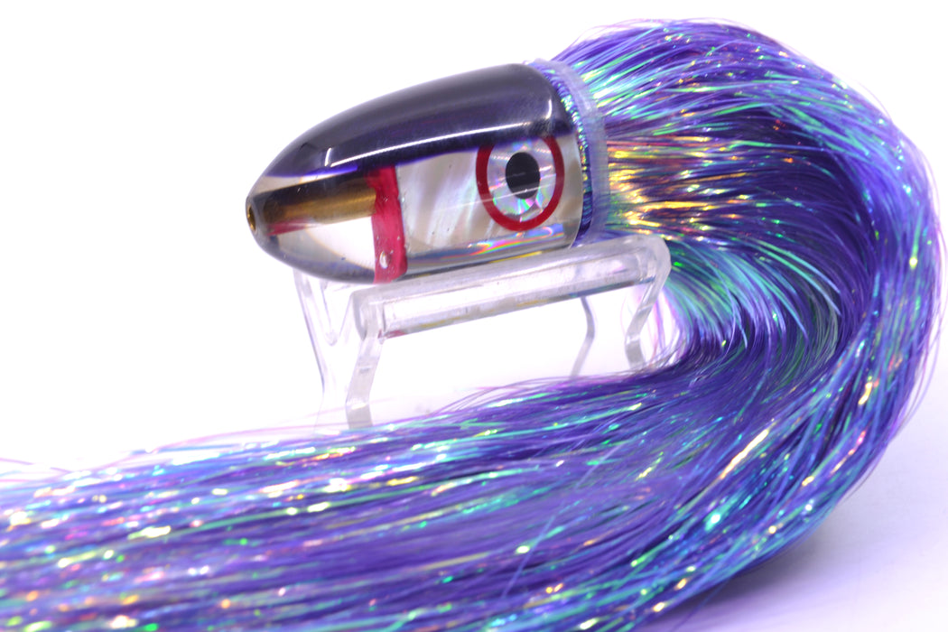 Bomboy Lures White Abalone Purple Back Baby Bomb 9" 4oz Flashabou Purple/Chartreuse