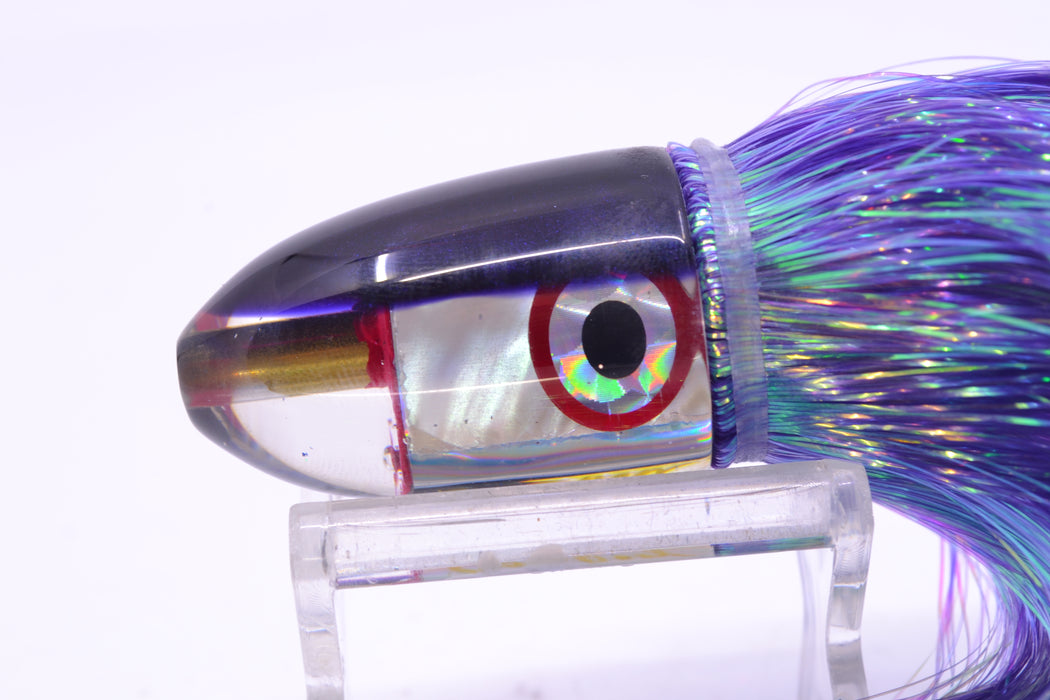 Bomboy Lures White Abalone Purple Back Baby Bomb 9" 4oz Flashabou Purple/Chartreuse