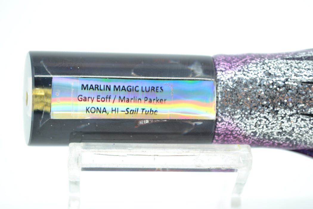 Marlin Magic Lures Purple MOP Black Back Red Eyes Sail Tube 7" 3.3oz Skirted
