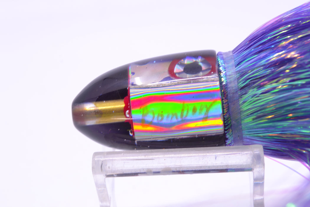 Bomboy Lures White Abalone Purple Back Baby Bomb 9" 4oz Flashabou Purple/Chartreuse