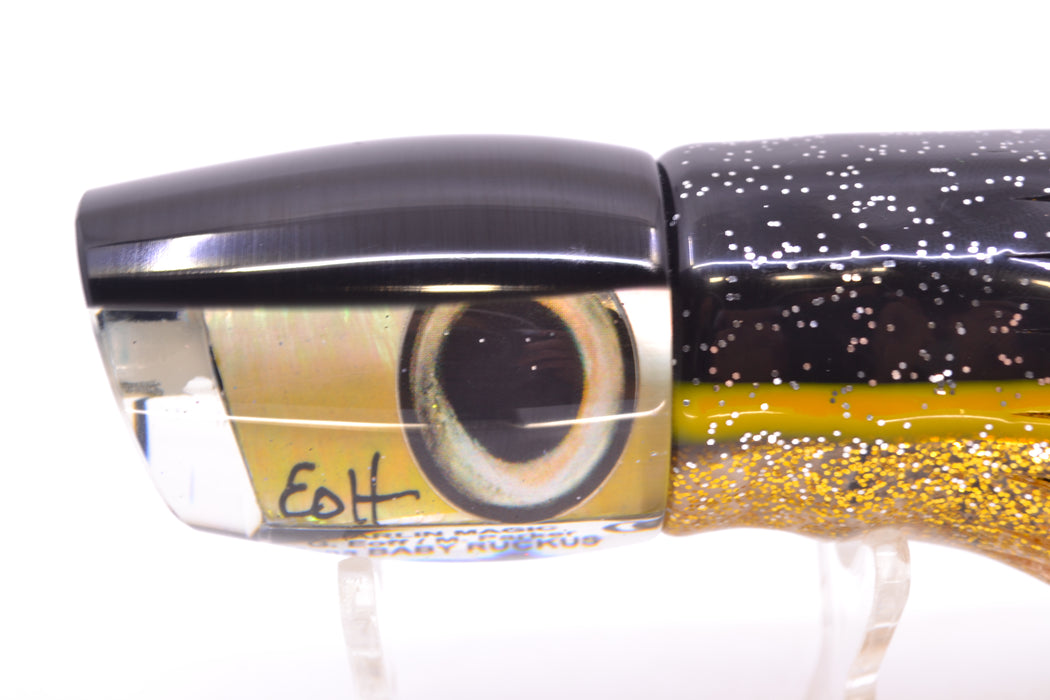 Marlin Magic Lures Golden MOP Black Back Taxi Eyes Baby Ruckus 10" 6.5oz Skirted