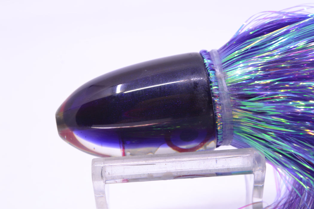 Bomboy Lures White Abalone Purple Back Baby Bomb 9" 4oz Flashabou Purple/Chartreuse
