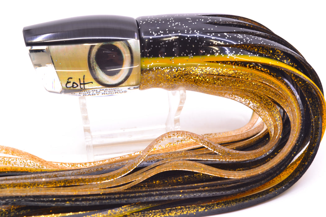 Marlin Magic Lures Golden MOP Black Back Taxi Eyes Baby Ruckus 10" 6.5oz Skirted