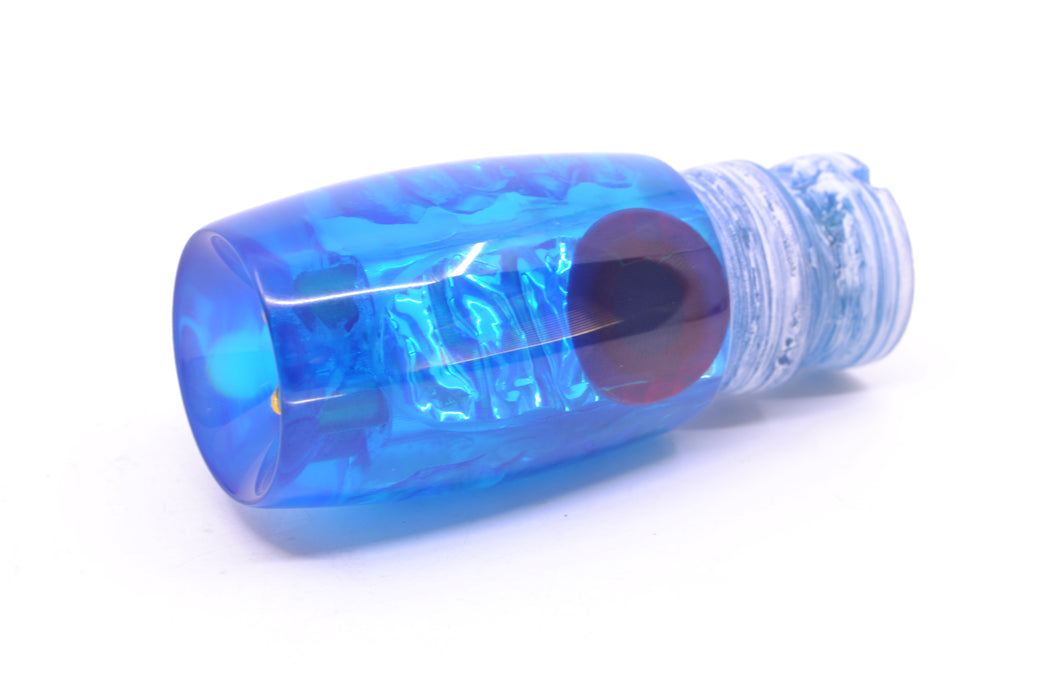 Coggin Lures Blue Rainbow Dichro Black-Red Eyes Kilauea Tado Invert 9" 2.2oz