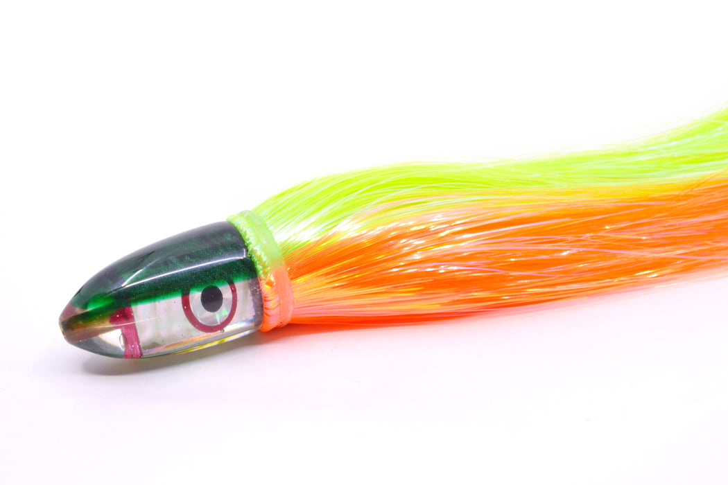 Bomboy Lures White Abalone Green Back Baby Bomb 9" 4oz Strobez Green-Orange