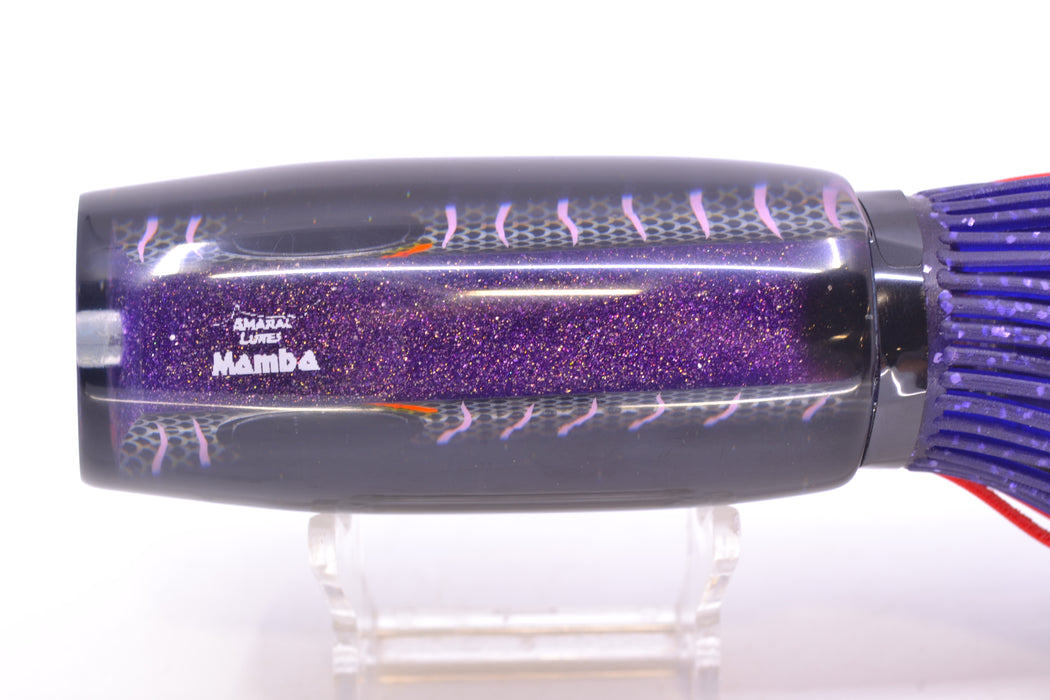 Amaral Lures Purple Pearl Rainbow Scale Light Purple Stripes Black Back Mamba 15" 9oz