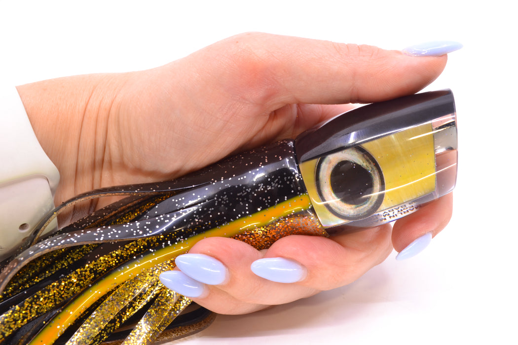 Marlin Magic Lures Golden MOP Black Back Taxi Eyes Baby Ruckus 10" 6.5oz Skirted