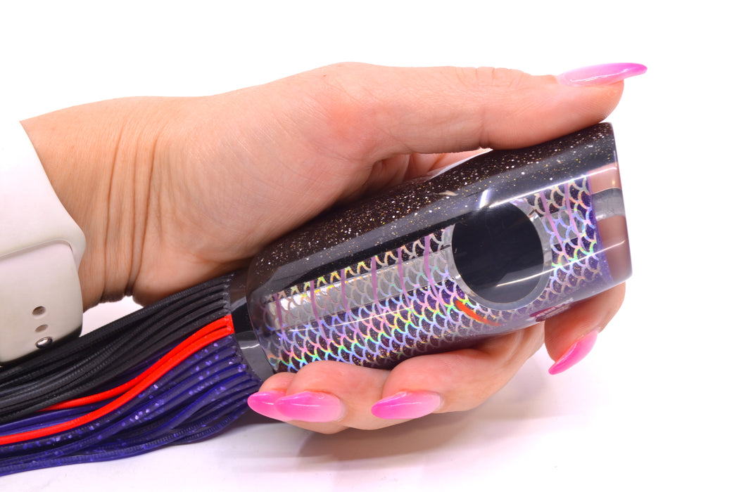Amaral Lures Purple Pearl Rainbow Scale Light Purple Stripes Black Back Mamba 15" 9oz