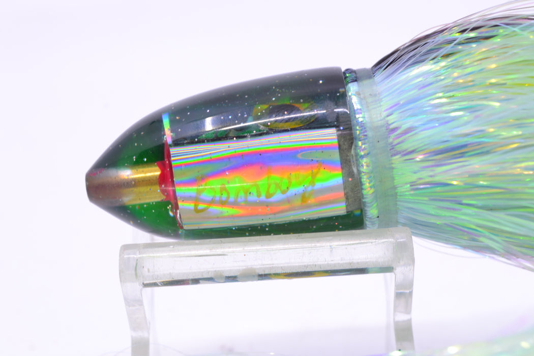 Bomboy Lures Blue-Purple Abalone Green Back Baby Bomb 9" 2.8oz Flashabou Black-Ice Blue