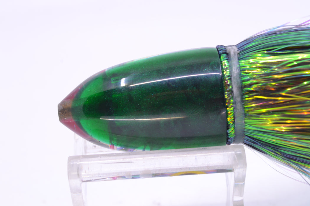 Bomboy Lures Blue-Purple Abalone Green Back Baby Bomb 9" 2.8oz Flashabou Black-Ice Blue