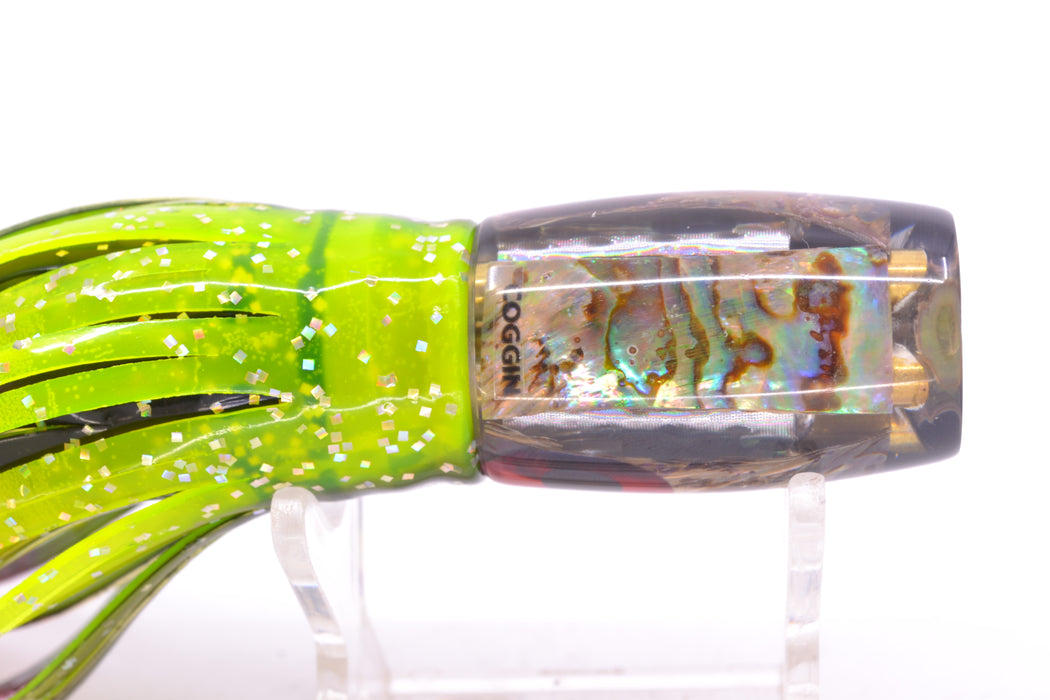 Coggin Lures Real Abalone Black Back 4-Hole Hualalai Tado Invert 7" 3.5oz Skirted Magic Johnson