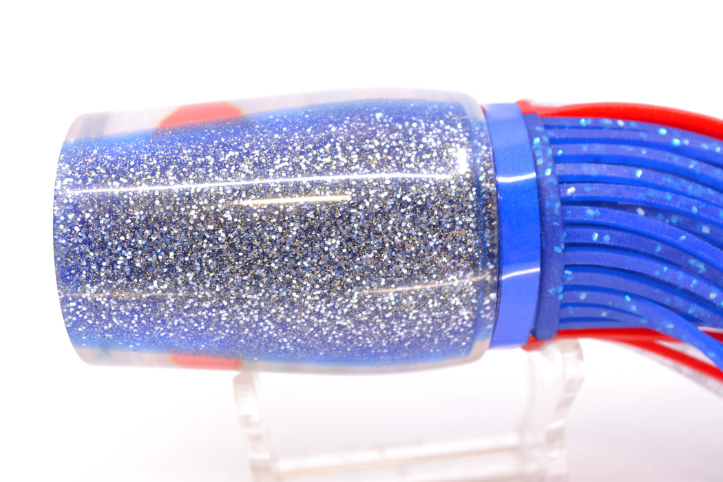 Amaral Lures White Iridescent Pearl Blue Back Red Eyes Diamondback 12" 7oz