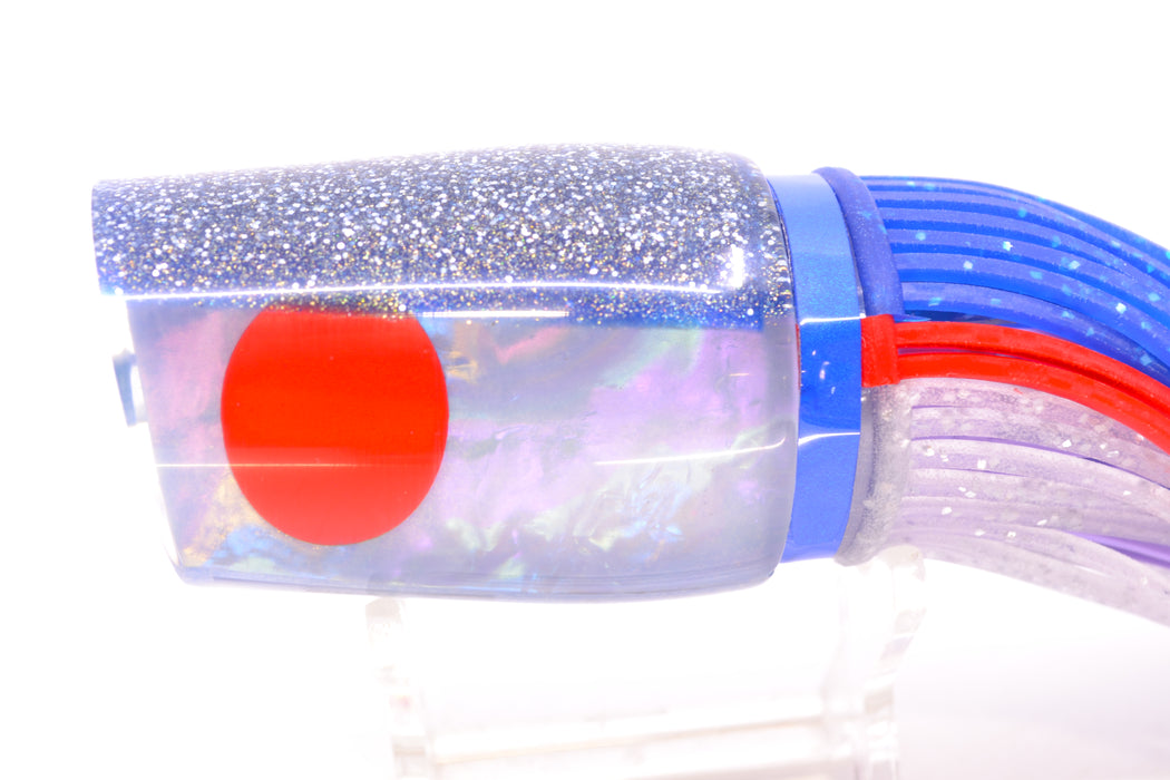 Amaral Lures White Iridescent Pearl Blue Back Red Eyes Diamondback 12" 7oz