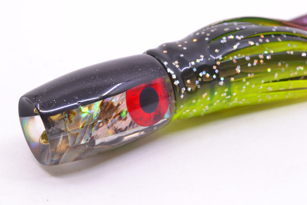 Coggin Lures Real Abalone Black Back 4-Hole Hualalai Tado Invert 7" 3.5oz Skirted Magic Johnson