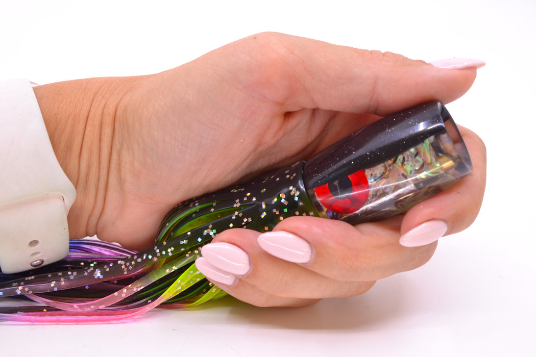 Coggin Lures Real Abalone Black Back 4-Hole Hualalai Tado Invert 7" 3.5oz Skirted Magic Johnson