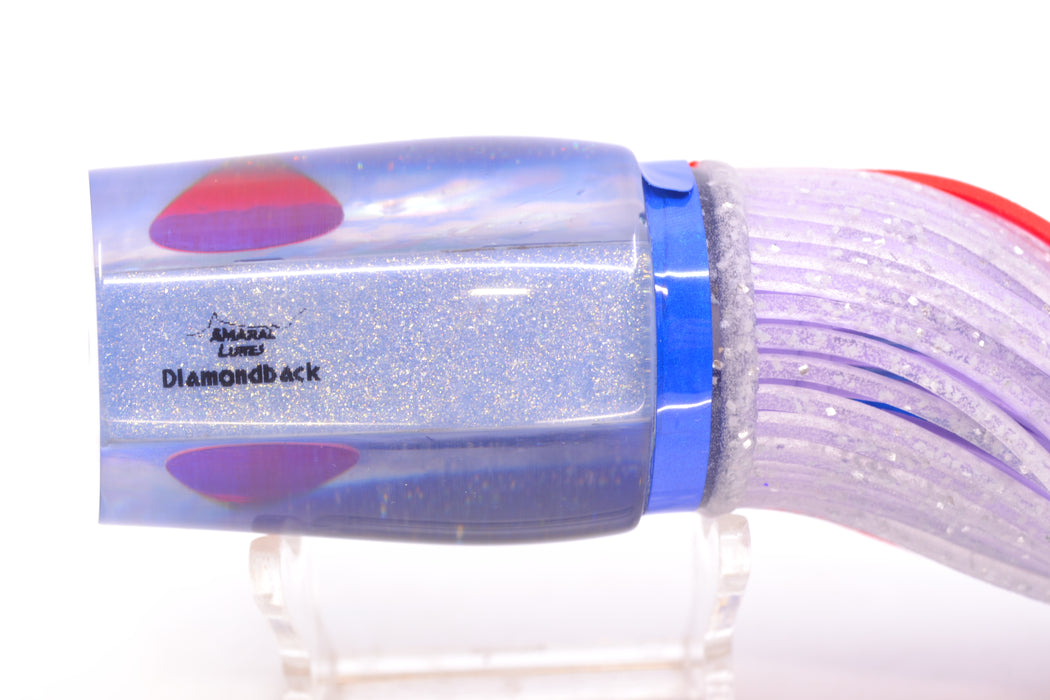 Amaral Lures White Iridescent Pearl Blue Back Red Eyes Diamondback 12" 7oz