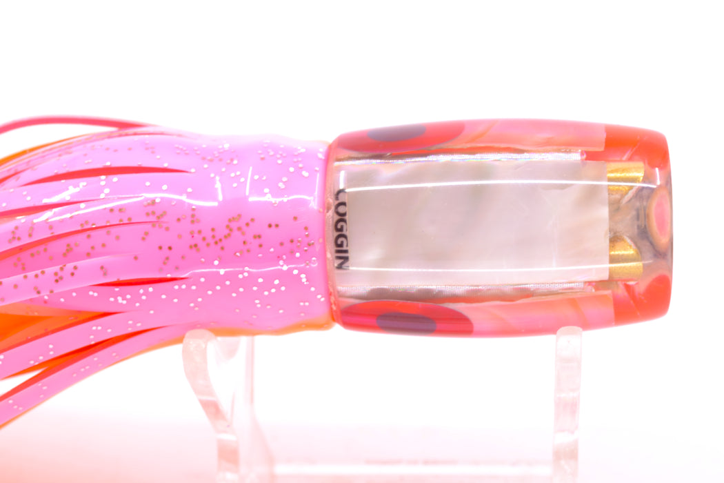 Coggin Lures Real White MOP Orange-Pink Back 4-Hole Hualalai Tado Invert 7" 3.5oz Skirted