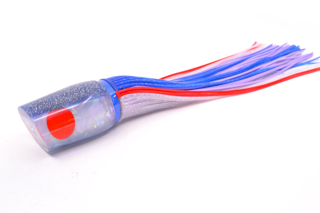 Amaral Lures White Iridescent Pearl Blue Back Red Eyes Diamondback 12" 7oz