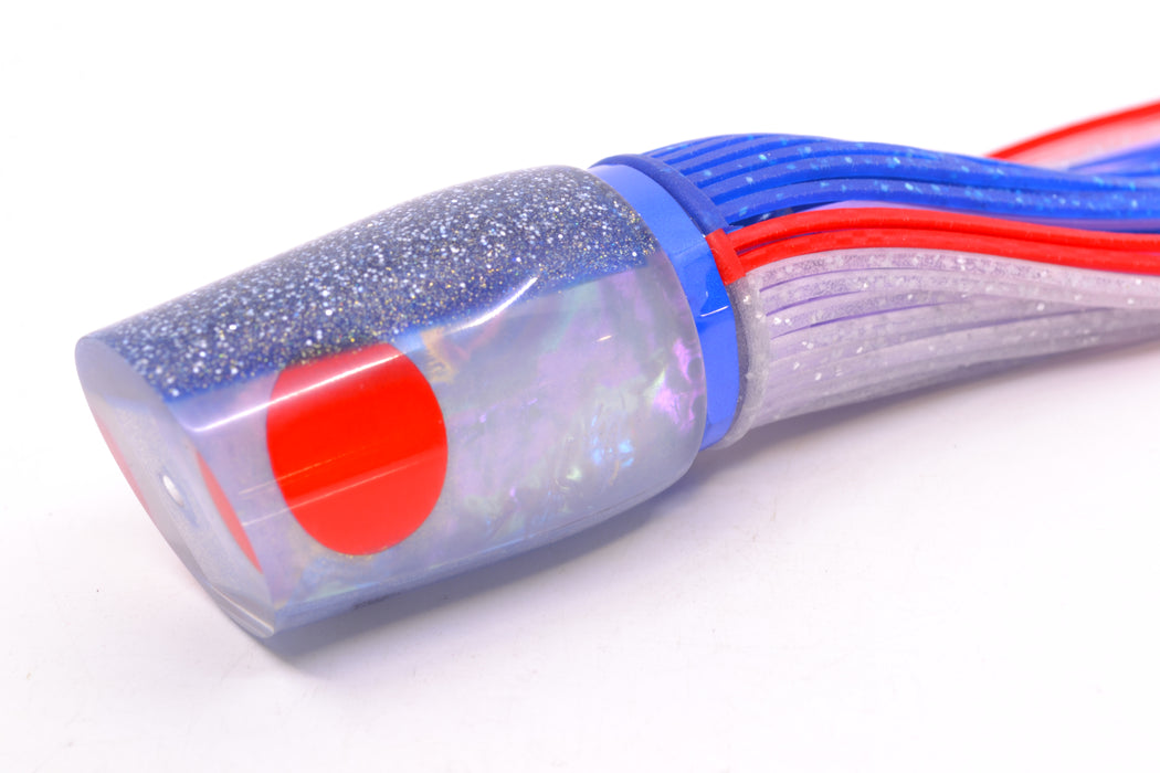 Amaral Lures White Iridescent Pearl Blue Back Red Eyes Diamondback 12" 7oz