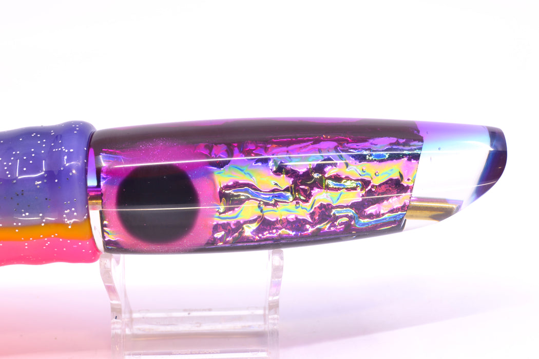 Coggin Lures Pink-Blue Dichro Fuchsia-Purple Back Old Style Stick Swimmer 12" 8oz Skirted