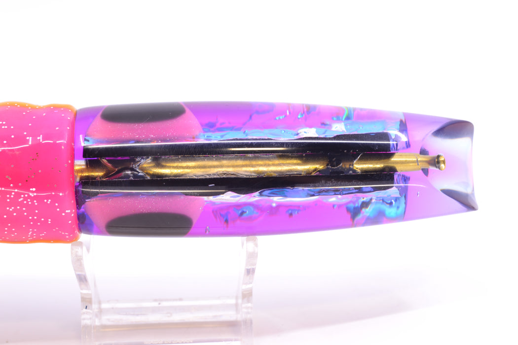 Coggin Lures Pink-Blue Dichro Fuchsia-Purple Back Old Style Stick Swimmer 12" 8oz Skirted