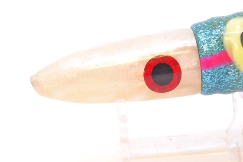 Unknown White Pearl Black-Red Eyes Slanted Bullet 7" 4.6oz Triple Skirted New Pre-Owned