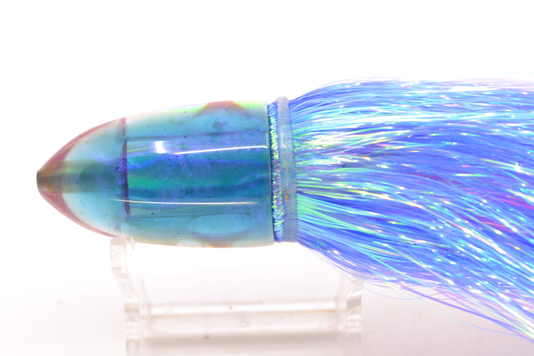 Bomboy Lures White Abalone Blue Back Baby Bomb 9" 2.8oz Flashabou Blue-White/Pink
