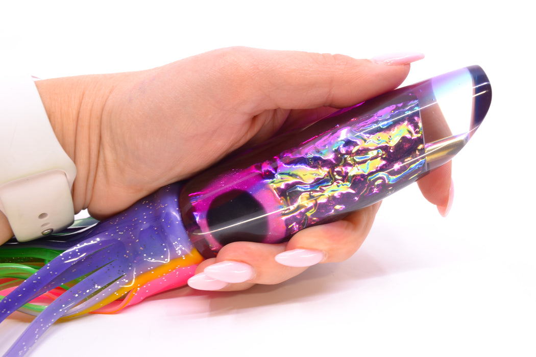 Coggin Lures Pink-Blue Dichro Fuchsia-Purple Back Old Style Stick Swimmer 12" 8oz Skirted